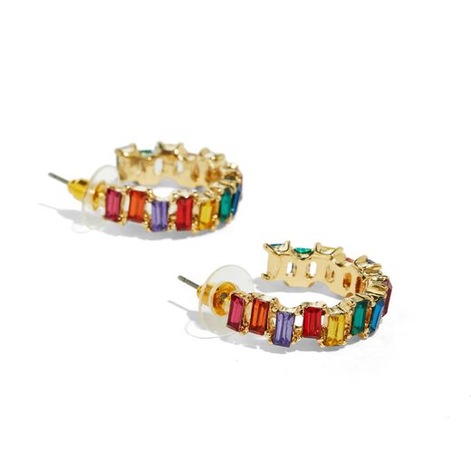 Rainbow gems hoop earrings